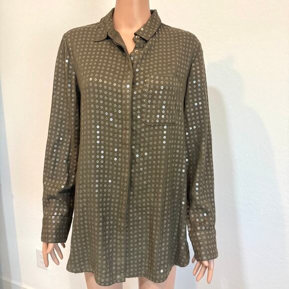Anthropologie Maeve small Arwa sequin button up shirt blouse TLS2 2764 - Picture 7 of 11